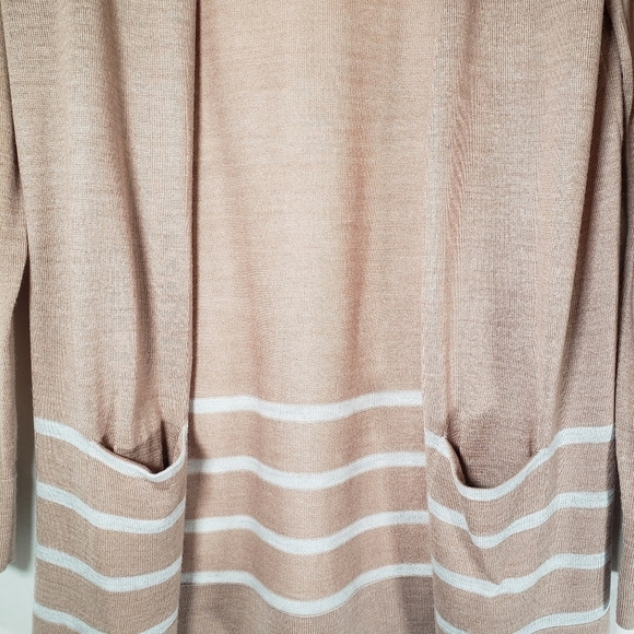 Loft Tan and White Cardigan With Pockets Sz S - Picture 7 of 12